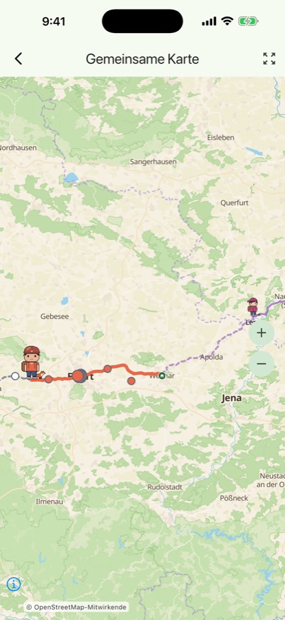 Gemeinsame Karte mit zwei Avataren in Thüringen