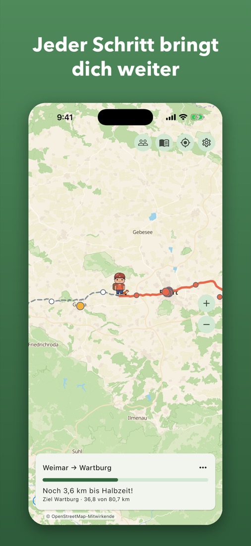 Screenshot: Karte mit Avatar