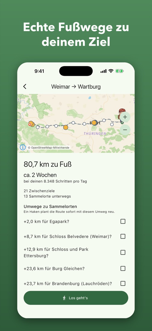 Screenshot: Routenvorschau